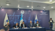 From left to right: Oscar Andrade, president of the Board of Directors of BASC Guatemala; Erik Moncayo, international president of WBO; José Fernández Soriano, president of the General Coordination of the Designated Authority of the National Port System; Jorge Wellmann, executive director of BASC Guatemala; and Leonel Molina Cabrera, director general of the National Port Commission (CPN).