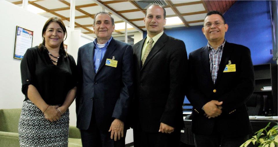 Beatriz Cerna, Directora Ejecutiva Basc El Salvador, Fernando Duque, Director Ejecutivo WBO, Ing. Abilio Vadillo, Subdirector de la Dirección General de Aduanas de El Salvador y Salvador Mónico, Presidente de la Junta Directiva BASC El Salvador.